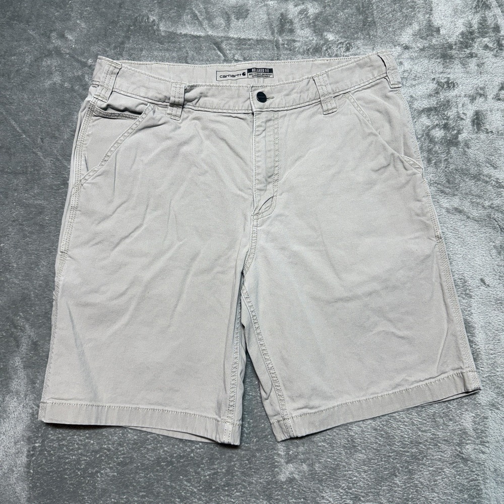 Carhartt Mens Relaxed Fit Carpenter Shorts Rugged Flex Duck Tan Size 36 Canvas - Picture 2 of 7
